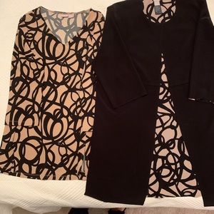 Chicos two piece dressy top and jacket black and camel size 12 (Chicos 2)
